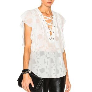 IRO Off-White Gilka Ruffle Lace-Up Blouse